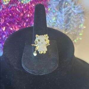 Gold Hello Kitty Ring with Rhinestones